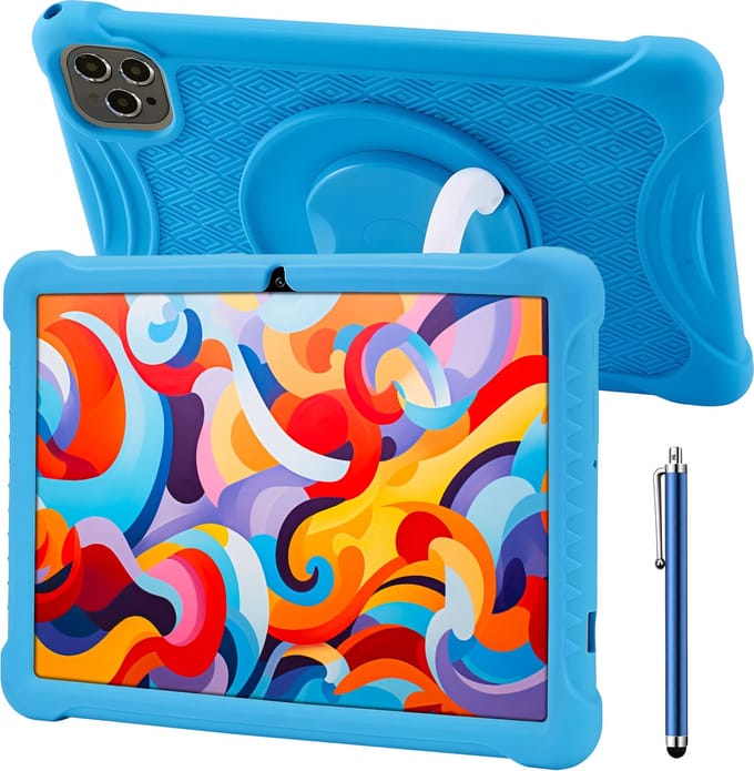 ATouch Kindertablet Tab 10 Plus – Kindertablet Vanaf 3 jaar – Kindertablets 2026 Model – 10 Inch Kids Tablet – Android 15 – Kinder Tablet – Inclusief 64GB+64SD & Screenprotector - Blauw