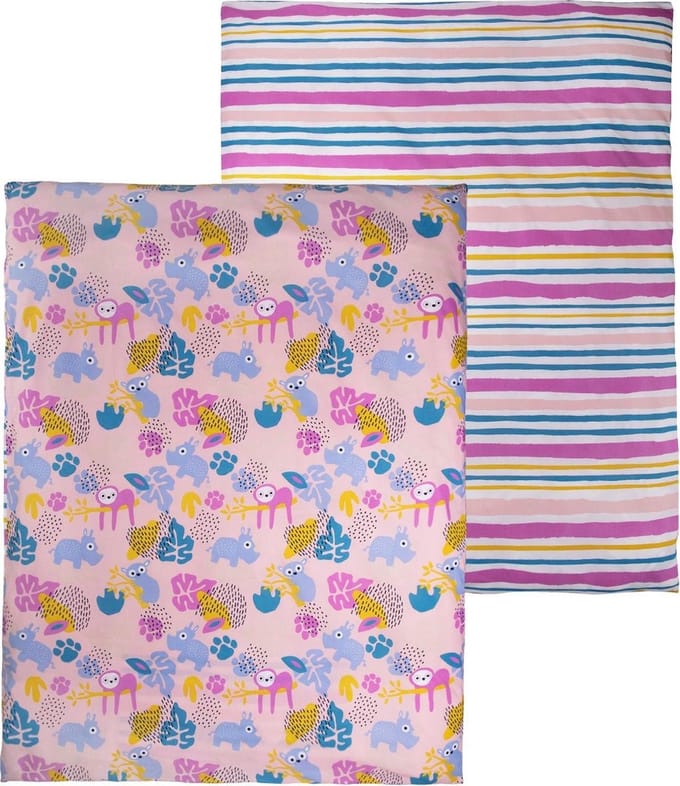 Briljant Baby Dekbedovertrek Jungle Dusk - 120x150 + Sloop 40x60 - Pink