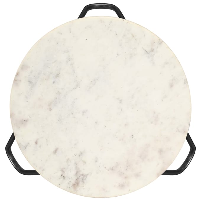 vidaXL - Salontafel - 40x40x40 - cm - echt - steen - met - marmeren - textuur - wit