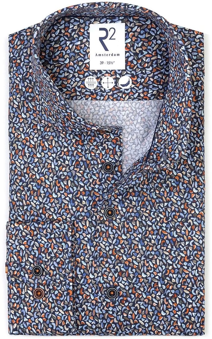 R2 Overhemd Dobby Climbing Wall Multicolour - Maat 41 - Heren - Overhemden Formeel
