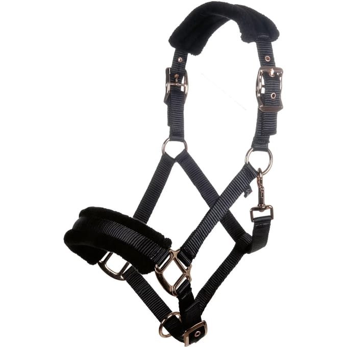 HKM - Halster -Rosegold Glamour- Style - Zwart - Pony
