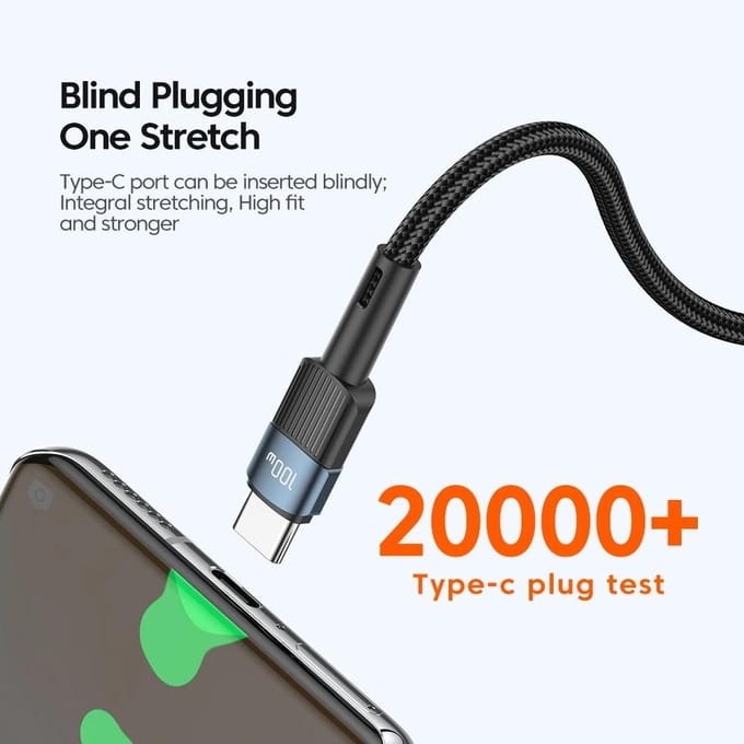 Essager 100W USB Type C naar USB C-kabel USB-C PD Snel opladen Ladersnoer voor Macbook Samsung Xiaomi Type-C USB C-kabel 2m 100W C-C