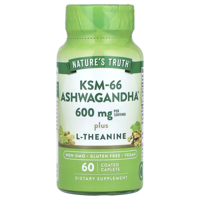 Nature'S Truth, Ksm-66 Ashwagandha, L-Theanine, Gecoate Tabletten, 60 Tabletten