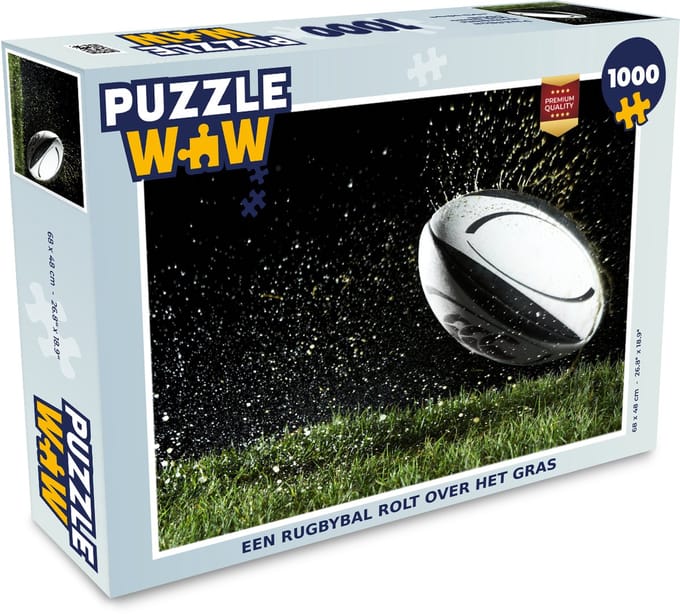 Puzzel Een rugbybal rolt over het gras - Legpuzzel - Puzzel 1000 stukjes volwassenen