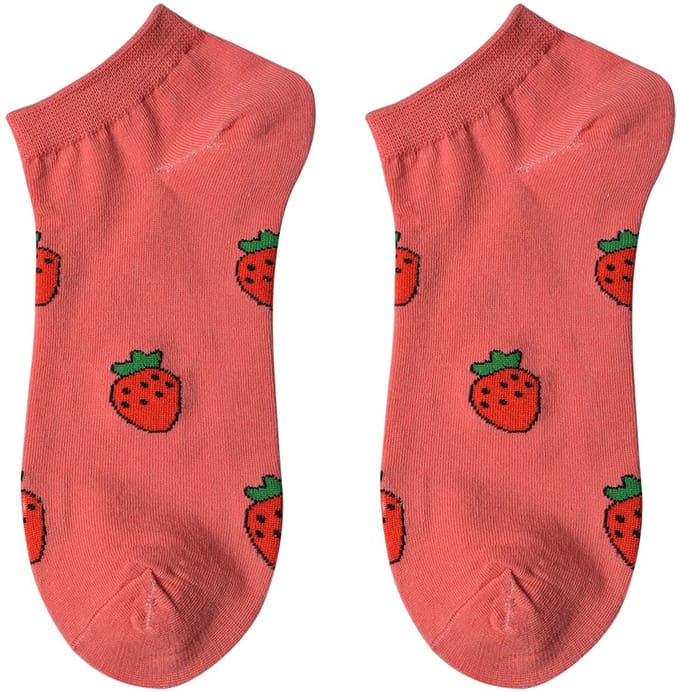 Clayre & Eef Grappige Sokken one size Rood Polyester Aardbeien