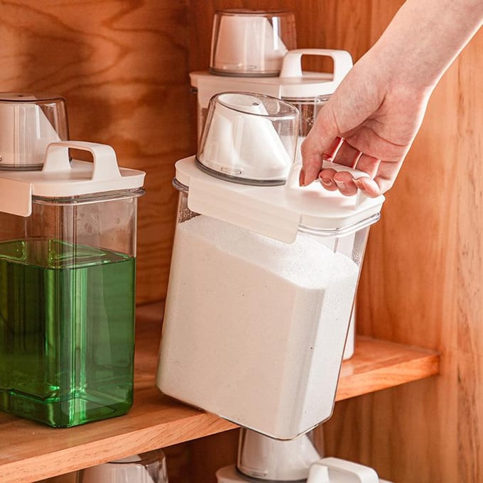 Waspoeder opbergdoos huishoudelijk groot en klein plastic emmers met deksels speciale containers white