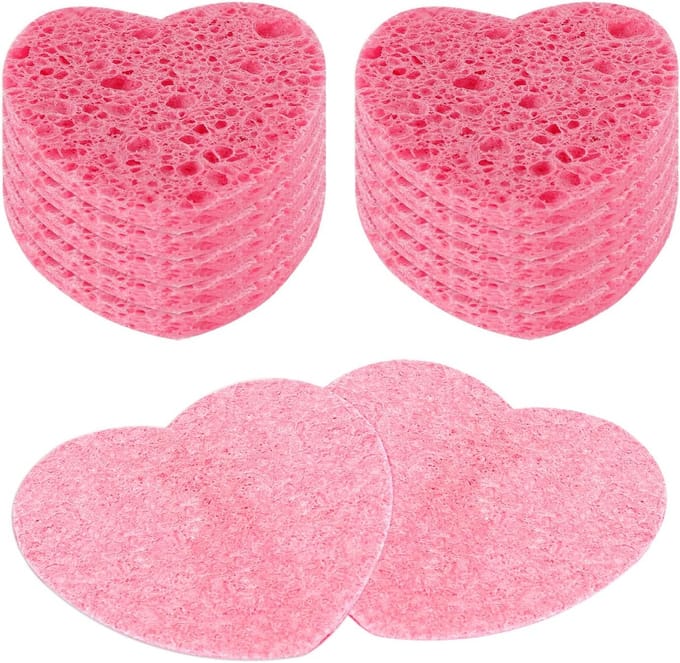 10 Stuks Hart-V gezichtssponzen - Gecompressede Sponzen voor Gezichtsreiniging en Peeling