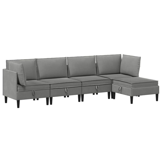 vidaXL - Woonkamer - Meubelset - 5 - st - Donkergrijs - Stof