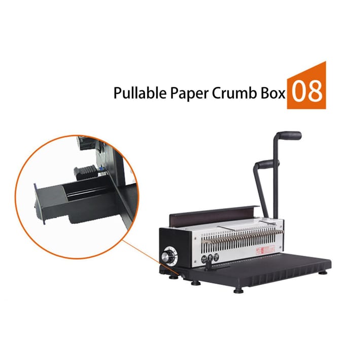 Inbindmachine 3:1 Pitch Spiraalbinder 34 Gaten 2 Spoel Ponsmachine voor A4 A5 Letterformaat black