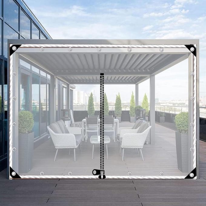 Transparant Dekzeil - Zijpanelen Gordijn - Buiten Bescherming - Met Ritssluiting - 3 x 2.2 meter