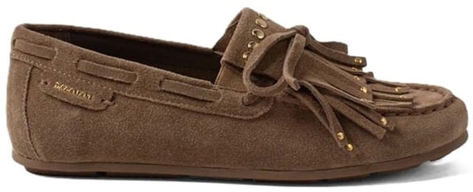 Lazamani - Belle Dames Mocassins Suede Khaki - Maat 41
