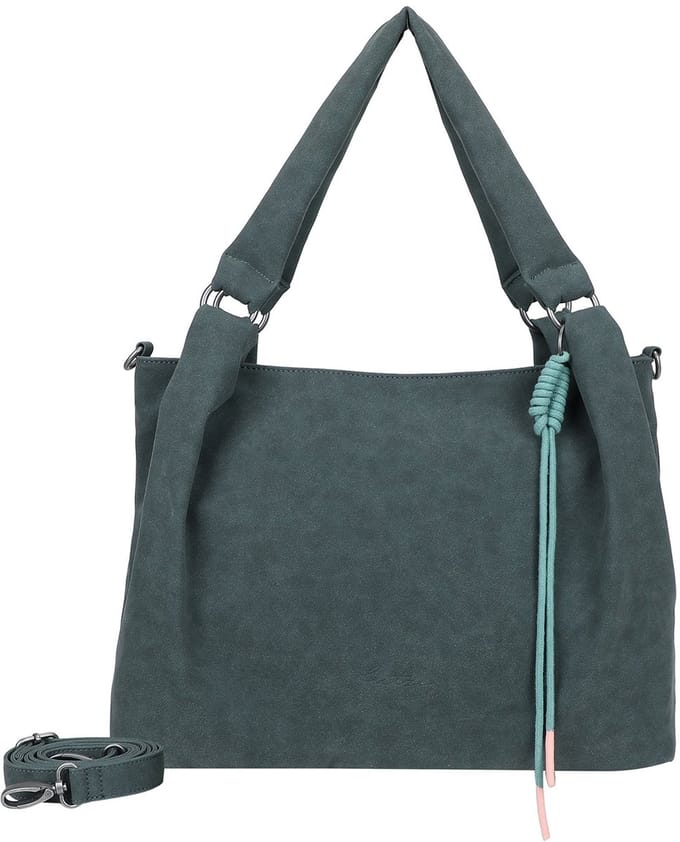 Fritzi aus Preußen schoudertas Sue03 Suede Jacky Shoulder Bag Grey Blue blauwgrijs