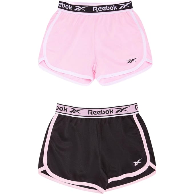 Reebok Mesh-shorts voor meisjes (set van 2) (Zwart/roze)