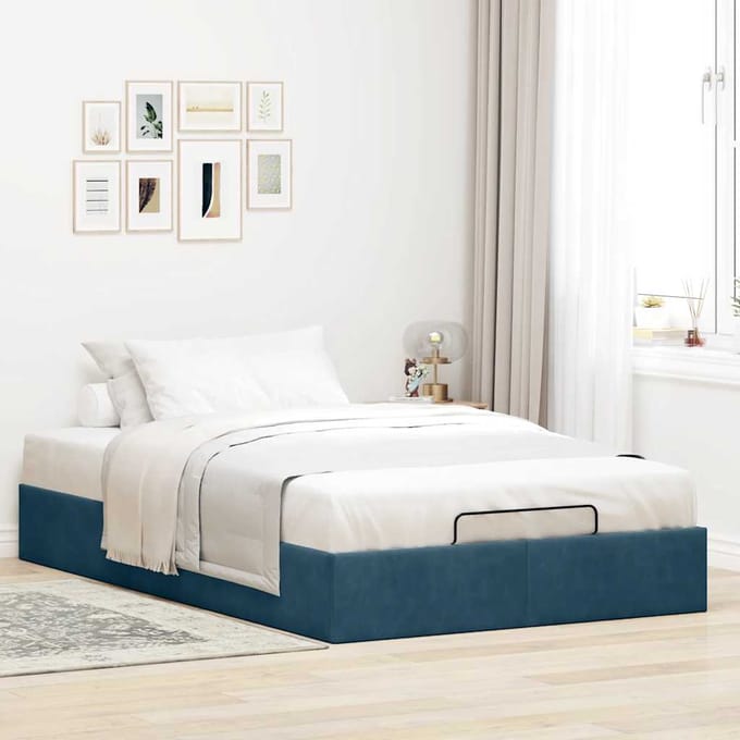 vidaXL - Ottoman - bedframe - zonder - matras - 120x200 - cm - fluweel - donkerblauw