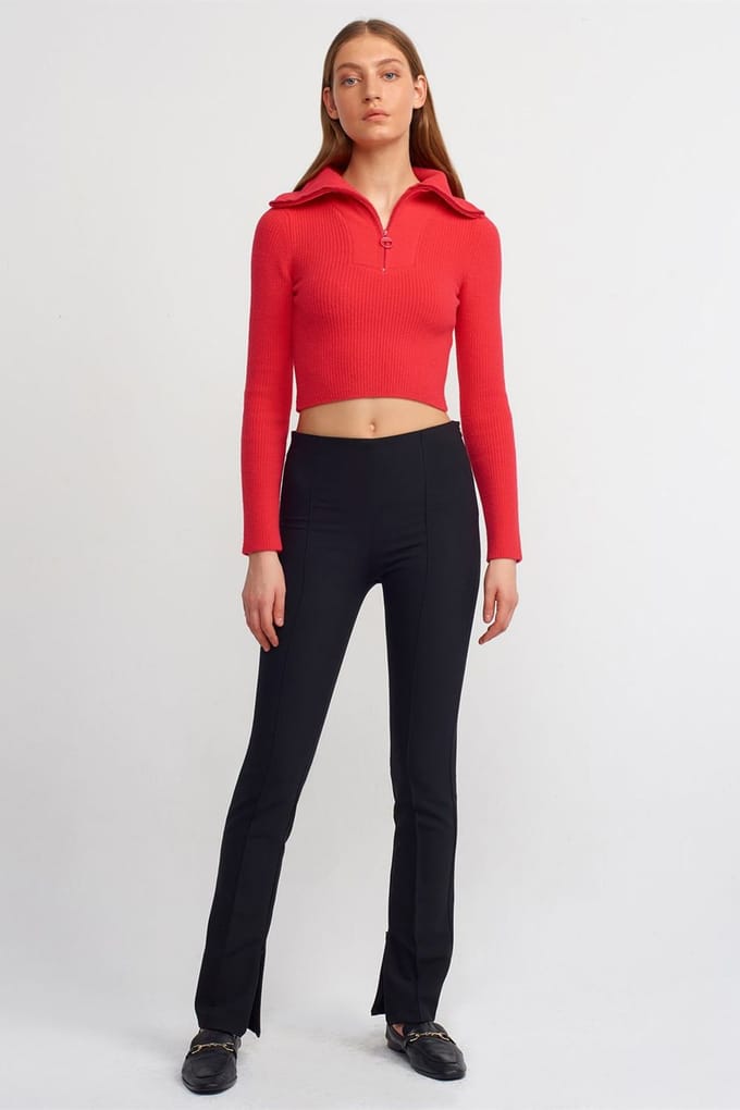 Hoge Taille Flared Broek met Splits