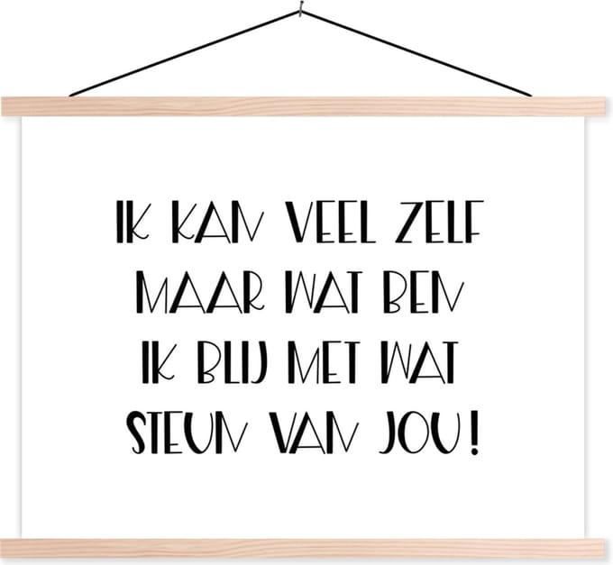 Posterhanger incl. Poster 40x30 cm - Schoolplaat - Sterkte - Quotes - Wit - Steun - Textielposter - Blanke latten