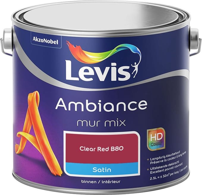Levis - Ambiance Mur Satin Mix - Clear Red B80 - Mengverf - 2,5 L