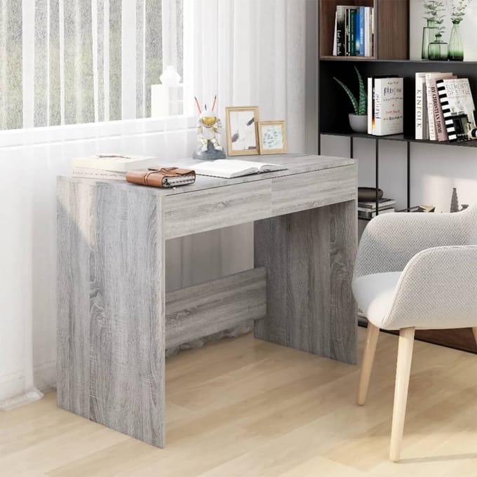 vidaXL - Bureau - 101x50x76,5 - cm - bewerkt - hout - grijs - sonoma - eikenkleurig
