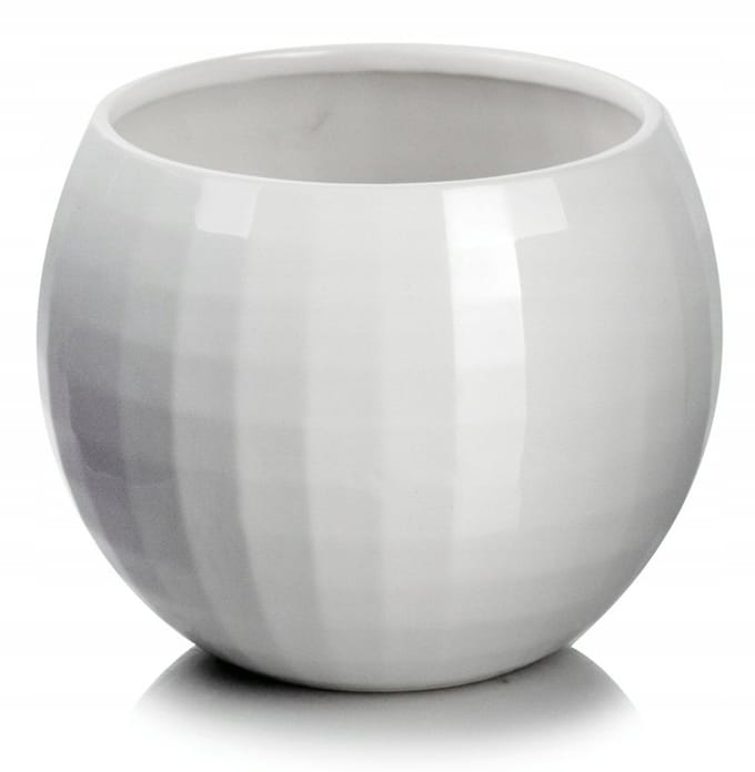 Keramieken Pot 16cm - Wit met Geel & Gouden Accenten