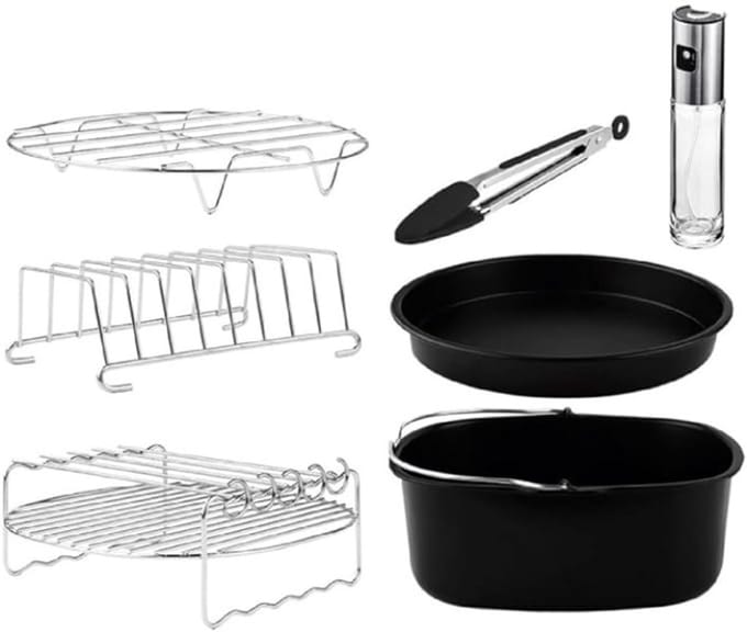 Accessoireset voor heteluchtfriteuse 8-delig anti-aanbaklaag