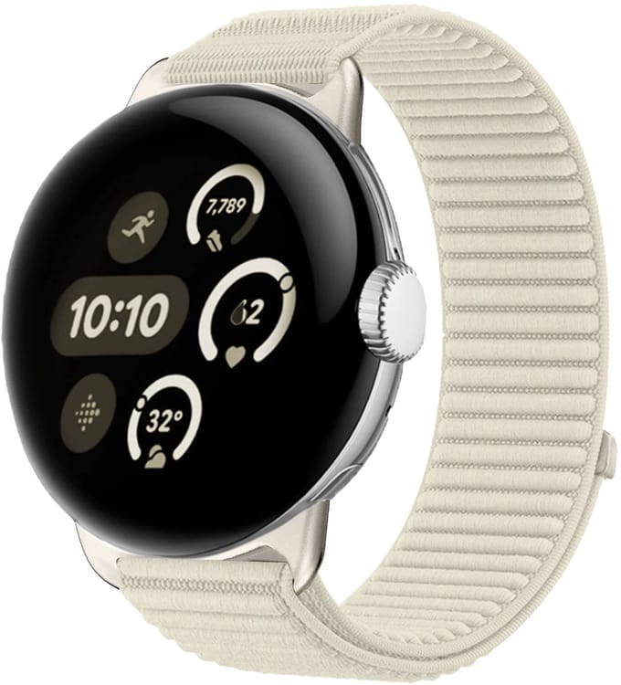 Strap-it Nylon 'Wave' bandje geschikt voor Google Pixel Watch 5 (45 mm) / 4 (45 mm) / 3 (45 mm) - Sterrenlicht
