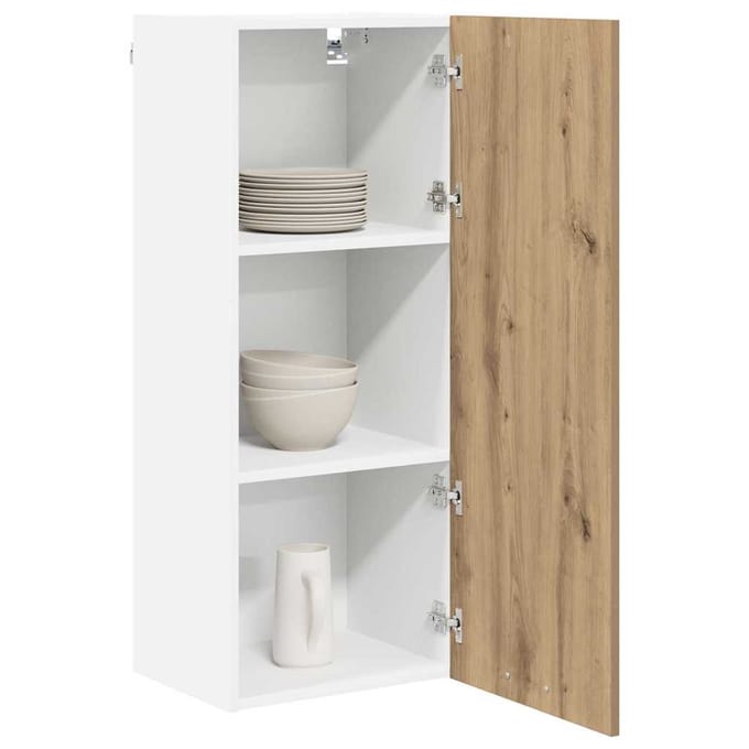 vidaXL - Hangkast - Artisanaal - eiken - 40 - x - 31 - x - 100 - cm - Bewerkt - hout