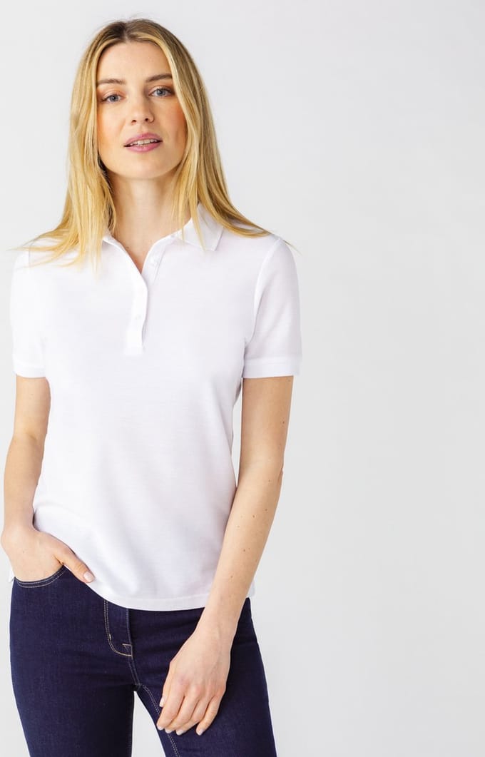 Damart - Poloshirt gebreid piqué - Dames - Wit - M