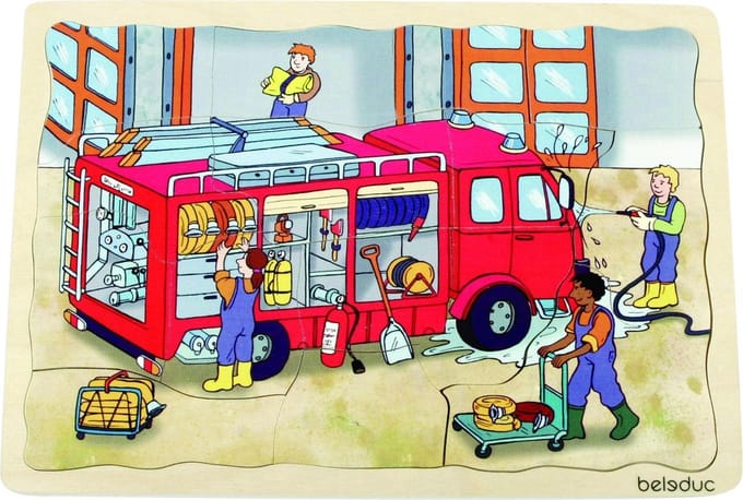 Houten lagen puzzel brandweer