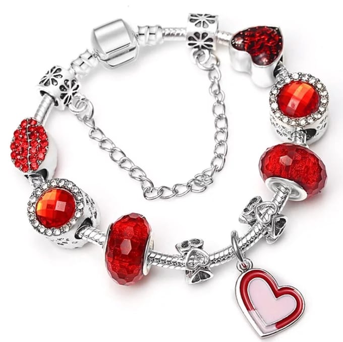 EmmyRovi – Bedelarmband Rood Hart – 19 cm – Dames Armband