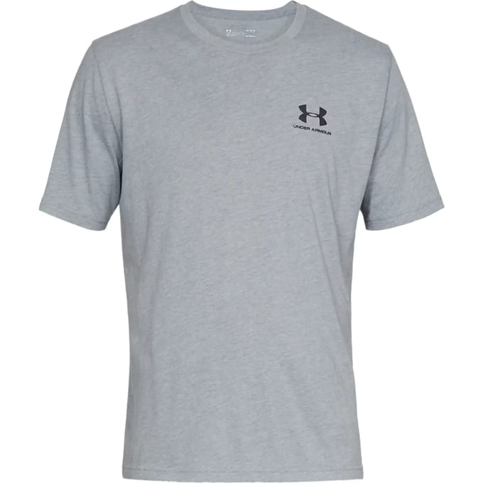 Under Armour UA M SPORTSTYLE LC SS-GRY Heren Sportshirt - Steel Light Heather - Zwart
