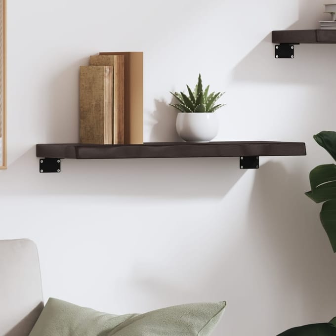 vidaXL - Wandschap - 60x20x4 - cm - behandeld - massief - eikenhout - donkerbruin