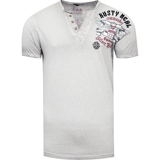 V-hals T-shirt met print aan de zijkant