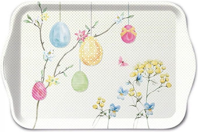 Ambiente Tray Hanging Eggs 13x21cm mini-dienblad met paaseitjes ideaal voor pasen