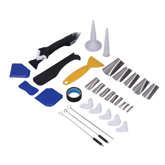 5 in 1 Kit Voegmiddelgereedschap Multifunctionele Schop Hoekschraper Silicone Kit Afwerkingsgereedschap black