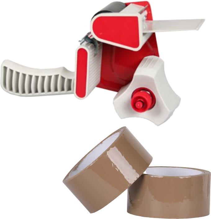 Benson Tape dispenser/houder - kunststof - incl. 2 rollen verpakkingstape