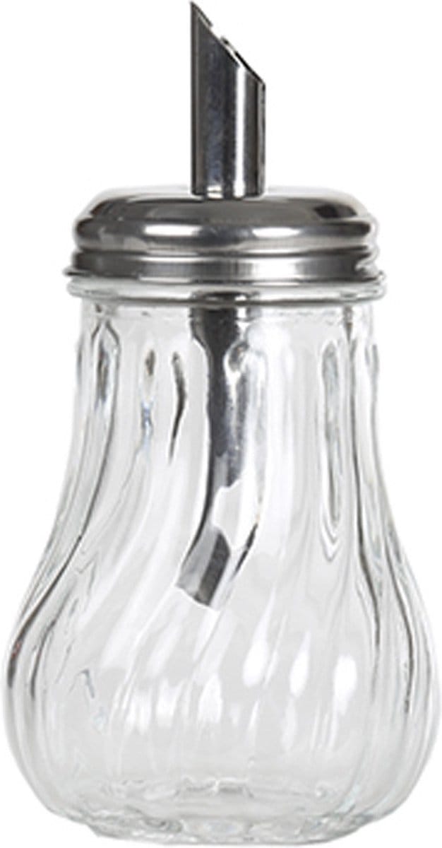 Alessandro Suikerpot - glas/rvs metaal - transparant/zilver - 7 x 14 cm - luxe uitvoering