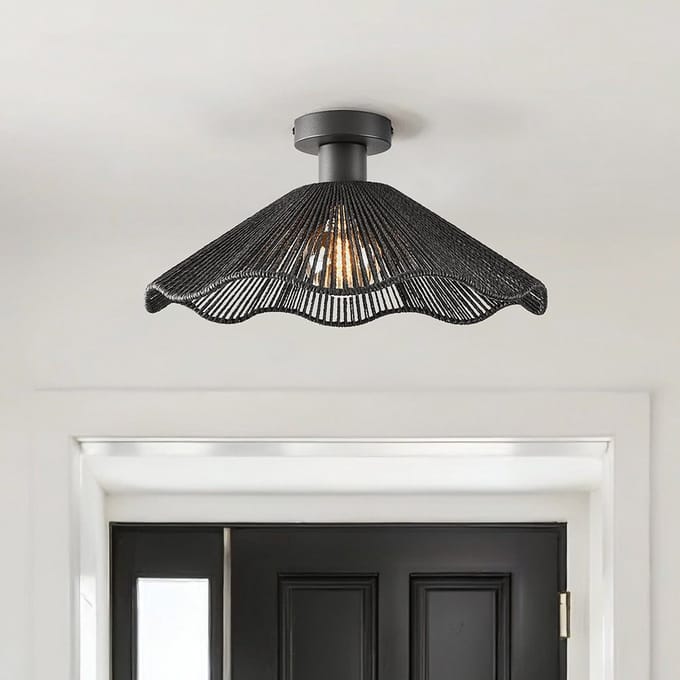 LumenXL - Plafondlamp Carta - Boho-chic - Zwart - Touw - Ø40 cm