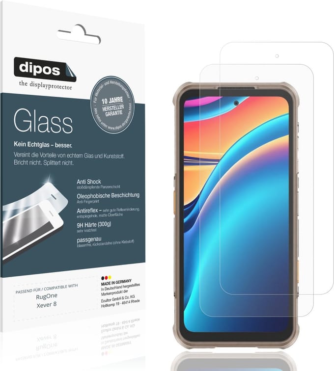 dipos – 2x Matte Pantserfolie geschikt voor RugOne Xever 8 | 9H Screenprotector
