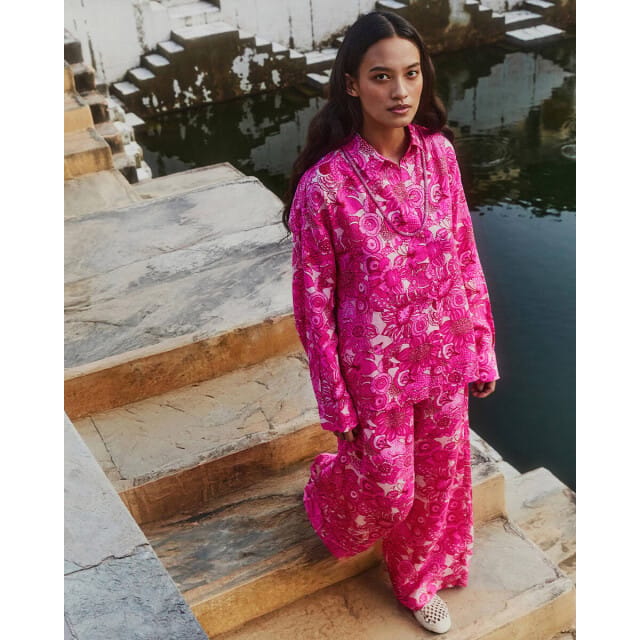 Oilily Philo Wijde Linnen Broek- maat40 Roze Glo