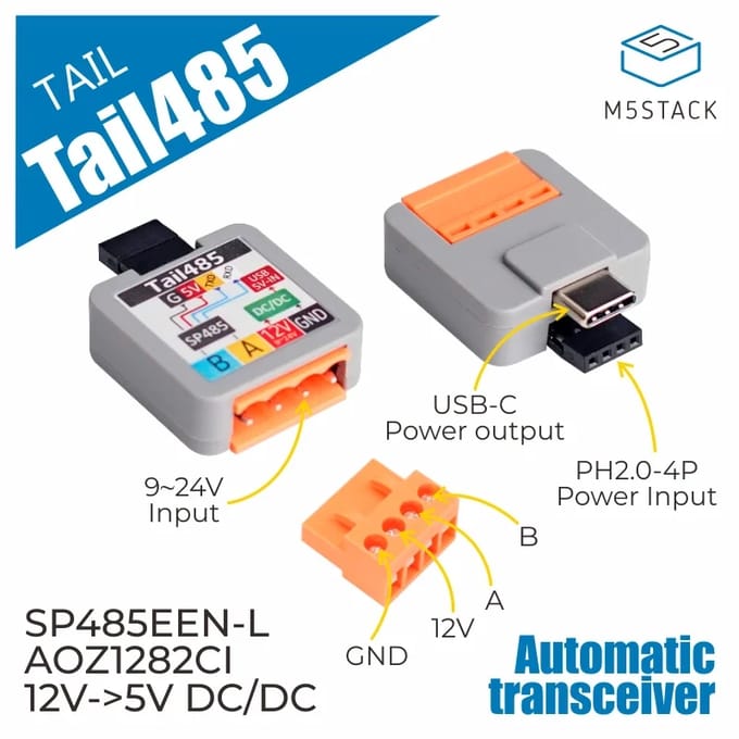 M5Stack officiële ATOM Tail485 - RS485-converter voor ATOM