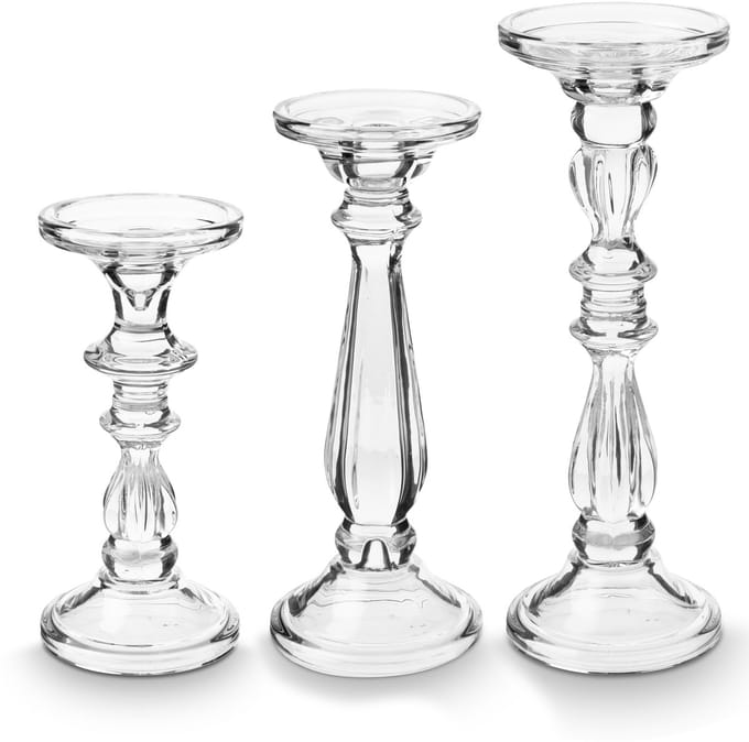 vtwonen Kandelaar Set van 3 - Kaarsenhouder van Glas - Transparant