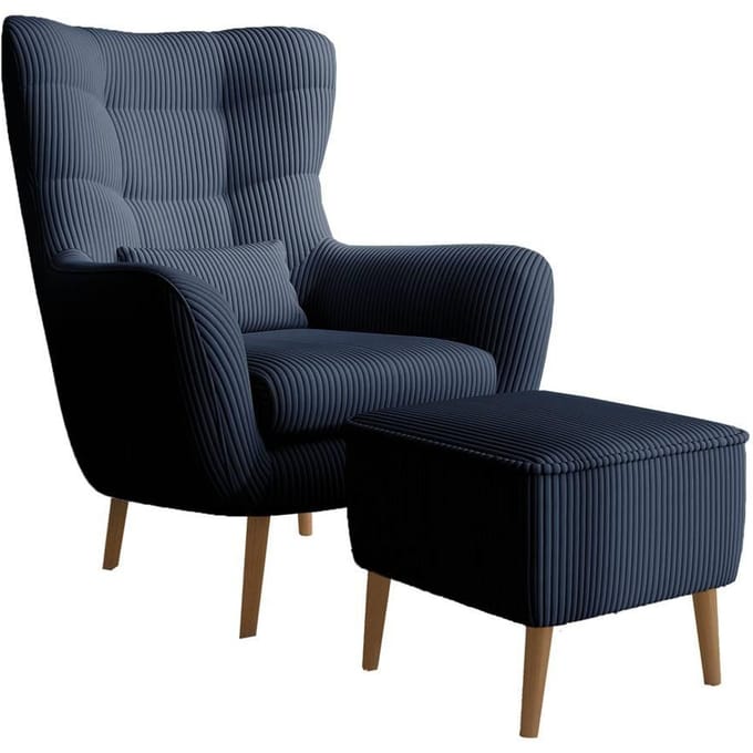 Fauteuil met hocker Verdiro ribstof | NADUVI Collection