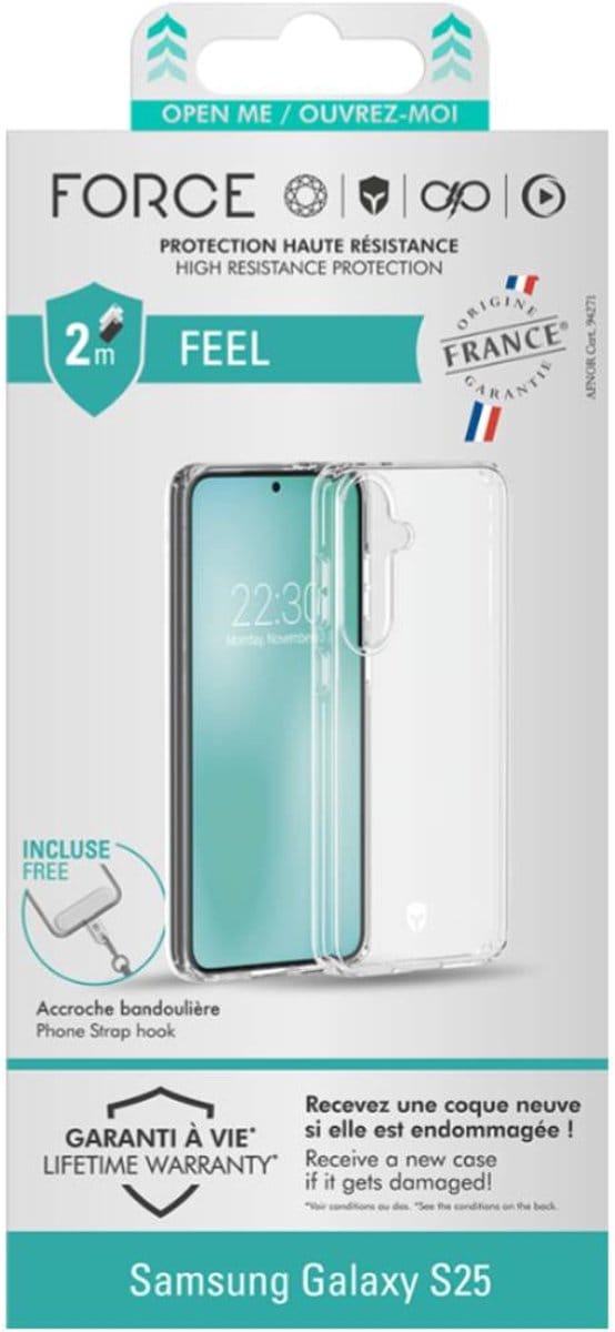 Force Case, Hoesje geschikt voor Samsung Galaxy S25 - Versterkt 2m, Transparant
