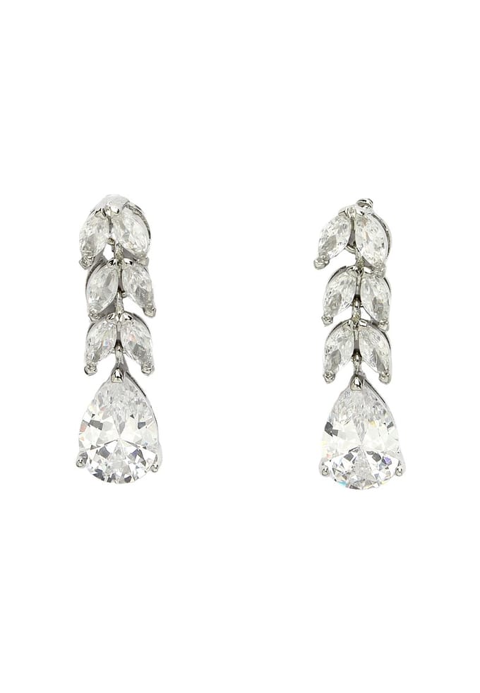 AVANT-GARDE PARIS Diva Leaf Drop Earrings - Zilver 0.6cm x 2.7cm - Rhodium Plated - Post and Back Closure