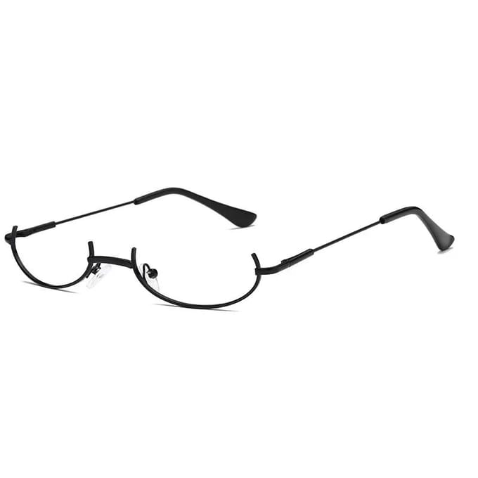 Decoratieve Half-frame Bril Anime Twee-dimensionale Bril Montuur Frame Hanger met Ketting Decoratieve Bril Feestbril black