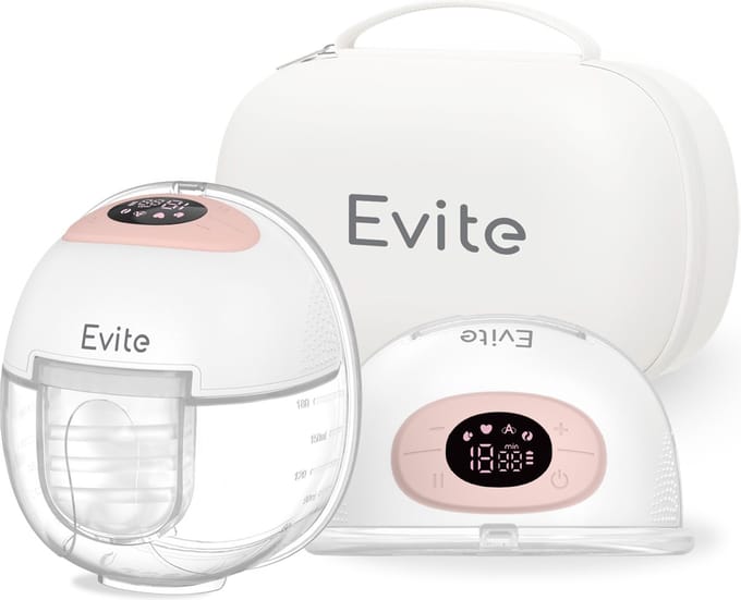 Evite Elektrische Draadloze Borstkolf Nova – Handsfree & Draagbaar – BPA-Vrij – Dubbele Borstkolf - Met E-Book – Inclusief Tas - Wit & Roze