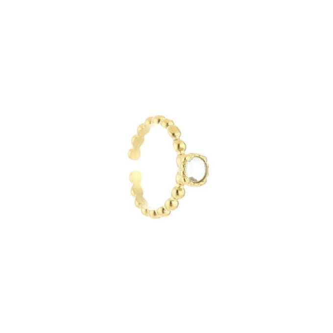 Bijoutheek ring round steen crystal (One Size)