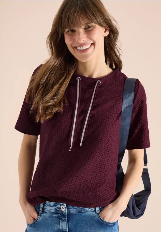 Shirt met ronde hals en trekkoord