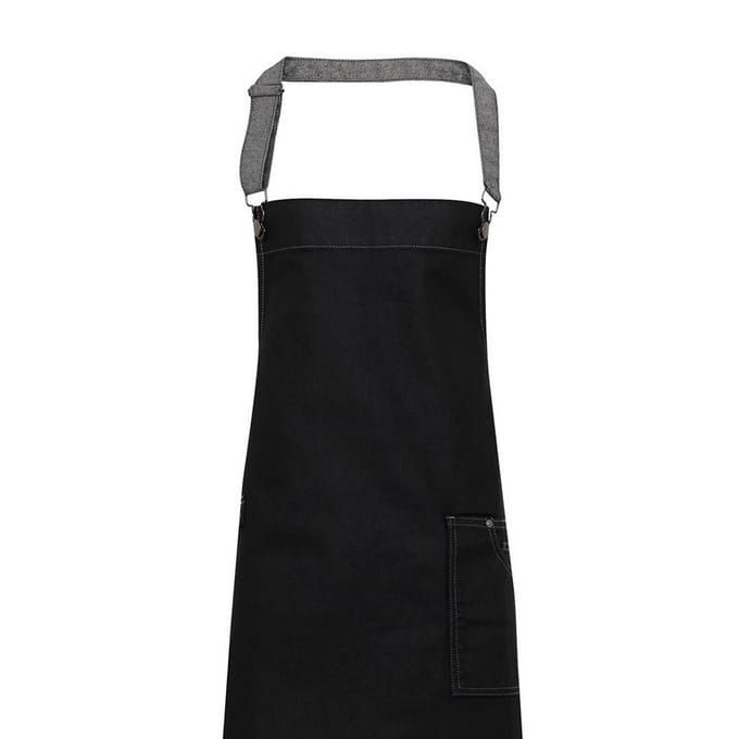Premier District Denim Bib Schort met waslaag (Zwarte denim)