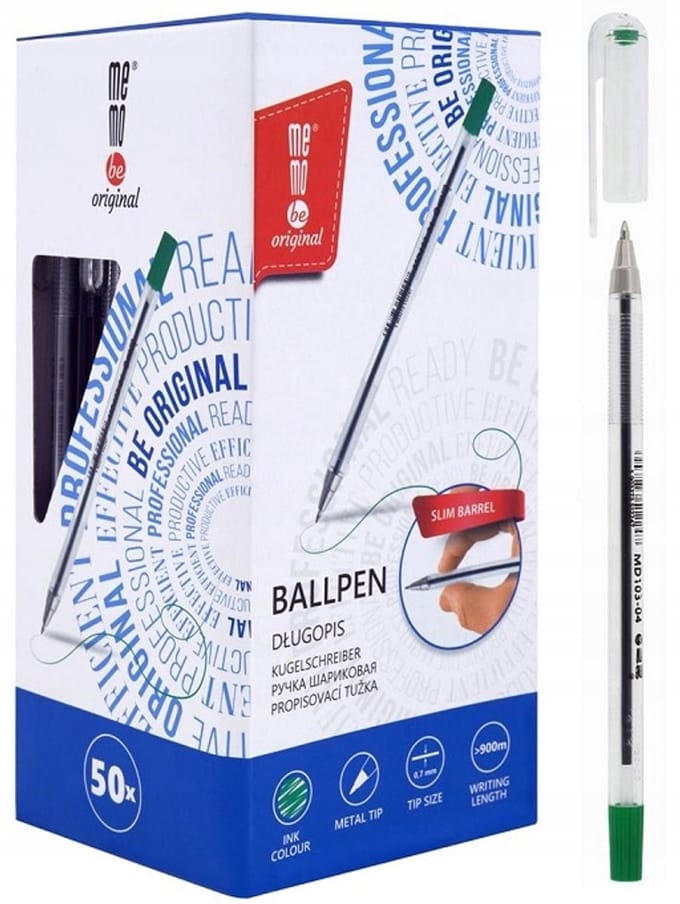 MemoBe Office gele pen 0,7 mm groen - Set van 25